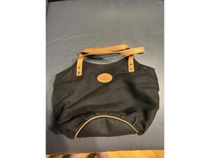 Jim Thompson Black Canvas Handbag with Leather Accents